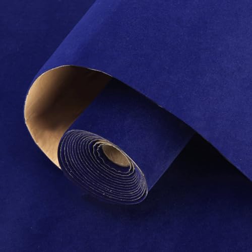 Self Adhesive Plush Velvet Fabric Sheets Velvet Flock Paper Roll Soft Flocking Fabric for Jewelry Box Felt Liner Furniture DIY Arts and Crafts 14 x 98 Inches Royal Blue - color: Royal Blue, size: 98"L x 14"W