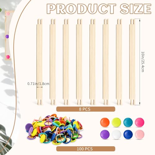 FSWCCK 8 Pcs 10" Stretcher Bars for Needlework with 100 Thumb Tacks, Wooden Canvas Stretcher Bars, Needlepoint Embroidery Stitch Frame Set for Women's Birthday Gifts, Crafts Art