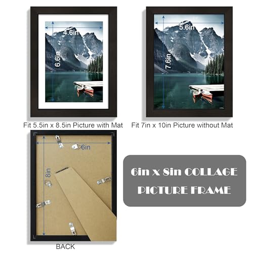 Hongkee 6x8 Picture Frame with Real Glass - Display Pictures 5x7 with Mat or 6 x 8 without Mat, Photo Frame for Wall or Table Top Display(Black, 3 Pack) - color: Black, size: 6x8 in