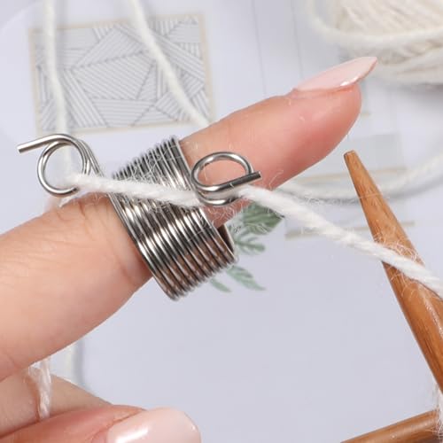 2Pcs Knitting Thimble, Finger Ring Thimble for Home Sewing DIY Crafts, Knitting Accessories Sewing Tool, 2 Sizes