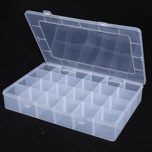 Molain 24 Grids Large Plastic Organizer Box, Clear Storage Box, for Jewelry