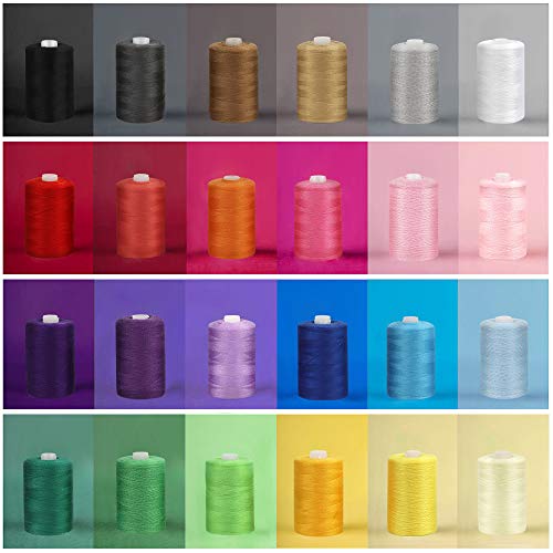 Sewing Thread Sets 24-Color Mixed Cotton, 1000 Yards for Sewing Machine