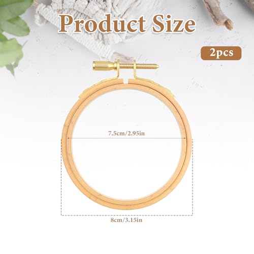 3 Inch Embroidery Hoop, 2 Pieces Beech Wood Small Embroidery Hoops Round Cross Stitch Hoop Ring Embroidery Frames for Art Craft Sewing, Home Ornaments, Christmas Decoration - size: 3 inch