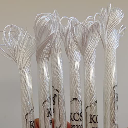 KCS 6-Strand Cross Stitch Metallic Variegated Pearl Shiny Embroidery Floss (6 skeins, P5200 White) - color: P5200 White
