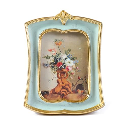 Vintage Picture Frame 2.5x3.5 Antique Ornate Photo Frame Tabletop and Wall Hanging, Decorative Retro Design Home Decor, Old-Fashioned Photo Gallery Art, Sage Green - color: Sage Green, size: 2.5x3.5
