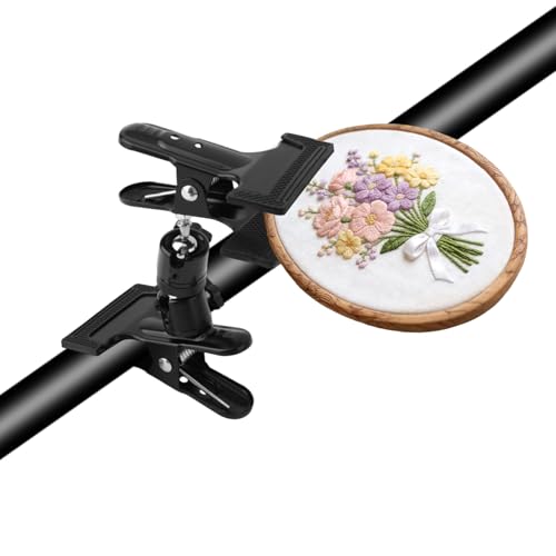 Embroidery Hoop Stand, Embroidery Hoop Holder Clip 360°Rotated Adjustable Table Clamp Cross Stitch Stand Clip Hands-Free Needlepoint Support for Needlework Handicrafts Supplies