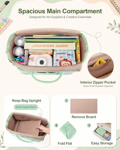 Marscamd Craft Organizer Tote Bag, Art Supply Caddy, Green - color: Green