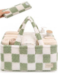Baby Diaper Caddy Organizer with Waterproof Changing Pad, Checkered Green - color: 6/ Checkered Green Diaper Caddy with changing pad