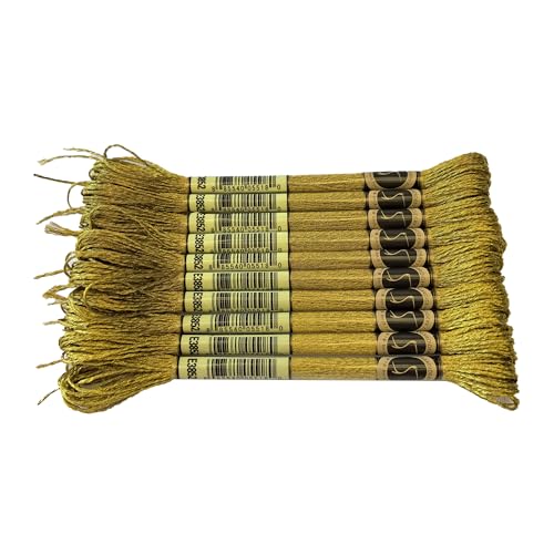 8 Meters 12 Strands Metallic Embroidery Floss Cross Stitch Needlework Thread, Metallic Dk Gold, 10 Skeins - color: Metallic Dk Gold