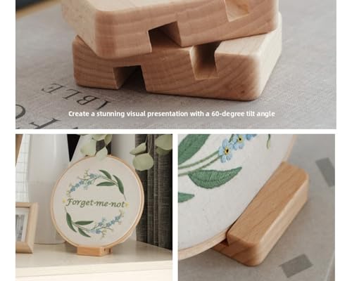 QIZUOLIFE Wooden Embroidery Hoop Stand Display Frame & Phone Holder
