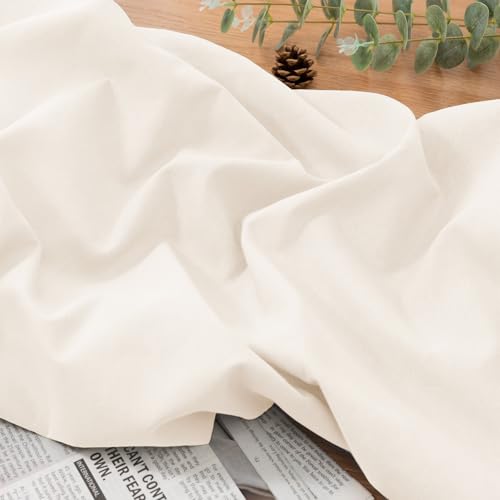 NSGZ White Linen Cotton Fabric Half Yard 61" Wide, Linen Cotton Blend - color: White, size: Half Yard