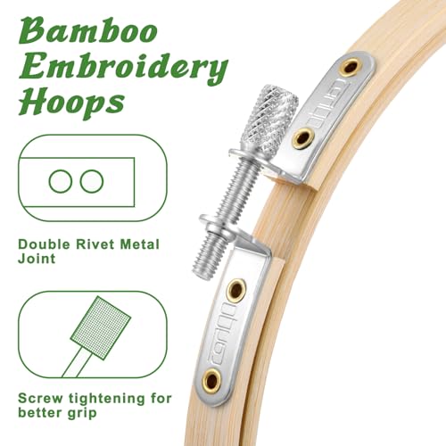 simarro 2 Pieces Embroidery Hoops, 4" and 6" Round Embroidery Hoops Bamboo Round Cross Stitch Hoops, Adjustable Frame Hoop for Embroidery, Cross Stitch, Art Craft Sewing, and DIY Decoration