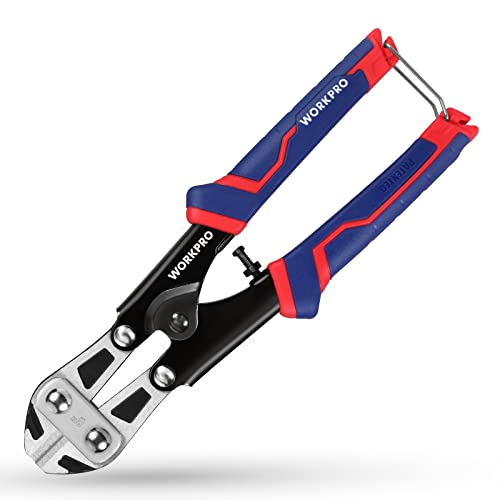 WORKPRO Mini Bolt Cutter 8-inch, Spring Loaded Wire Cutters Heavy Duty with Soft Anti-slip Handle, Small Bolt Cutter, Wire Cable Cutter, Spring Snips Clippers (Upgrade Grip) - size: 8-inch/210mm, style: Upgraded Handle