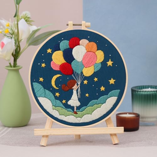FEIYUENO 3 Sets Embroidery Starter Kits for Beginners Adults (Ballon) - color: Balloon