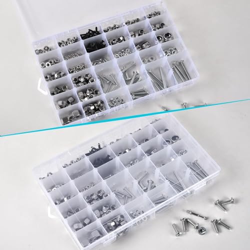 Clear Visible Plastic Storage Box with Removable Dividers, 36 Grids, Suitable for Jewelry, Screws Hardware Accessories Organizer, Crafts, Fishing Tackle - size: 36Grids 1pcs