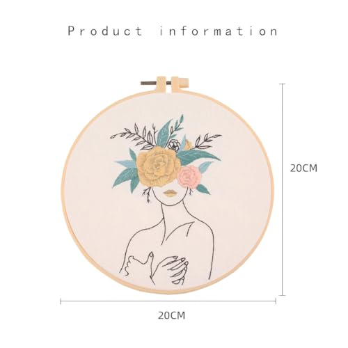 Chenflying Embroidery Starter Kits, 1/3 Sets Art Embroidery Kits for Beginners Adults with Embroidery Hoops Threads Needles and Instructions (White1) - color: White1
