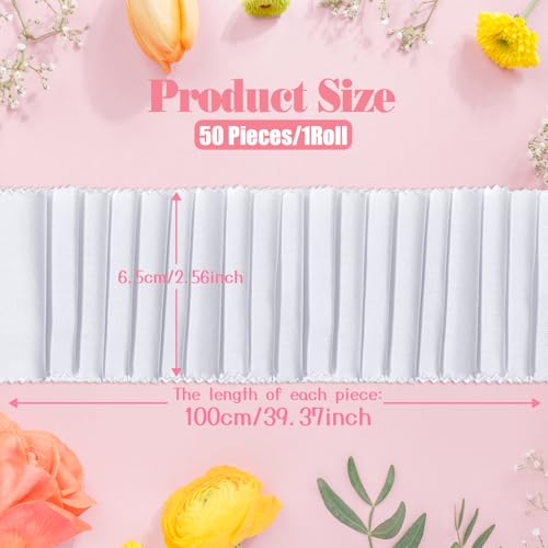 50 Pcs Jelly Fabric Strips Roll for Quilting, White Pre-Cut Strips, Cotton Quilting Fabrics for Handmade DIY Craft Sewing, 2.5 x 39 Inch