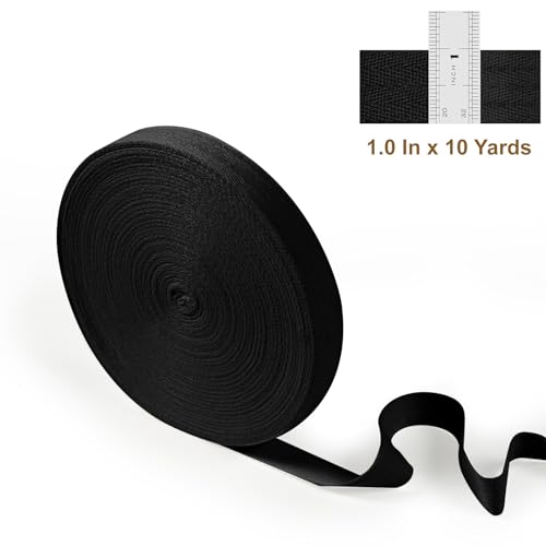 Cotton Twill Tape Ribbon 1 Inch Wide Tape Herringbone Webbing Roll Bias Binding Tapes for Sewing and DIY Crafts, Natural (Black, 1 Inch, 10 Yards) - color: Black, size: 1 Inch, 10 Yards