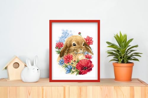 RIOLIS 1986 Bunny in Flowers Counted Cross Stitch Kit 6 x 7 in - style: Bunny in Flowers 1986