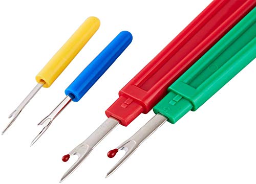 Seam Ripper and Thread Remover Kit,2 Big and 2 Small Sewing Stitch Thread Unpicker and 1 Sewing Trimming Scissor Nipper Tool for Thread Remove(Multi-Color) - color: Multi-color
