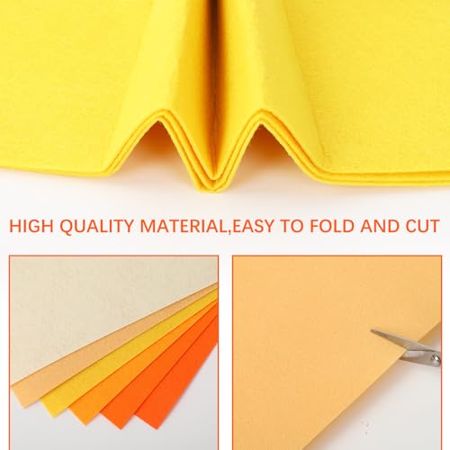 Whaline 18Pcs Orange Felt Fabric Sheets Soft Thick Assorted 6 Colors Craft Felt Pack for Fall Thanksgiving DIY Crafts Sewing Patchwork Art Projects, 7.9 x 11.8 Inch - color: Orange