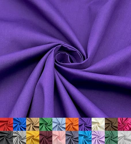EOVEA - Cotton Polyester Fabric by The Yard – 60" Wide Broadcloth Fabric, Soft, Lightweight & Breathable Material for Lining, Curtains, Bedding, Skirts, Sewing Projects (Purple, 1 Yard) - color: Purple, size: 1 Yard