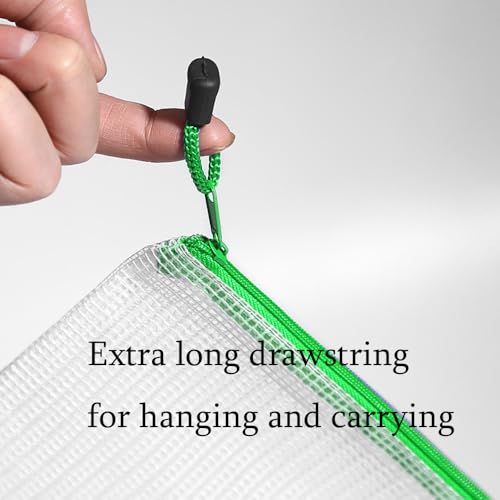 Mesh Zipper Pouch Bag,A3 Zipper Bag for Organizing Storage, Waterproof Zipper Pouch, 17" x 12"/44cm x 32cm, File Bag for School and Office Supplies (Green) - color: Green