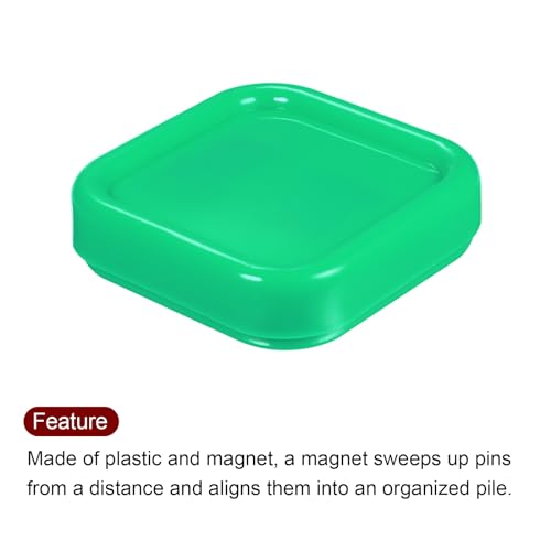 HARFINGTON 2pcs Magnetic Pin Cushion Square Plastic Magnetic Sewing Pin Holder Storage Case Needle Cushion Tool for Sewing Projects, Green - color: Green