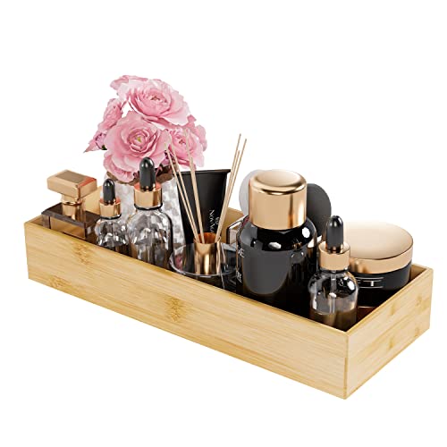 Bamboo Bathroom Drawer Organizer 15"x 6", Storage Box for Utensil Organizer - color: Bamboo, size: 15*6*2.5 inch