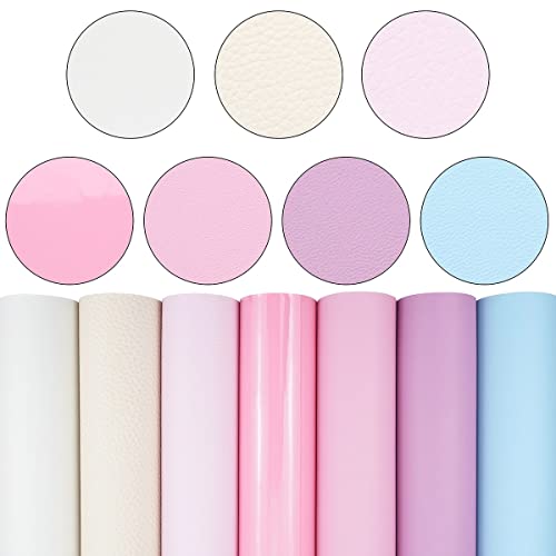 Litchi 7 Pack 8x12 Inch Faux Leather Sheets for Bow Earring, Easy to Cut Vinyl Fabric for Cricut, Durable Fade Resistant Leatherette Without Smell, Candy Color - color: Candy
