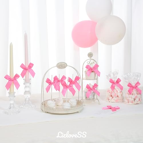 Self Adhesive Hot Pink Satin Ribbon Bows for Crafts 3" (50 Pack) - color: Hot Pink