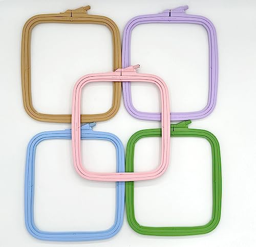 Nurge Square Embroidery Hoop - Plastic Cross Stitch Frame for Needlepoint & Embroidery - Adjustable Craft Hoop - Pink - No:3 (Medium) - color: Pink, size: No:3 (Medium)