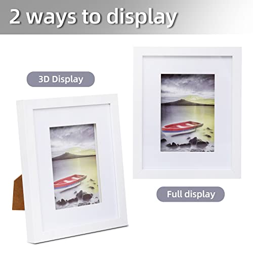 Muzilife 8x10 Shadow Box 3D Picture Frame with Mat, Wood, 1 Pack, White - color: 1pcs 8x10-white