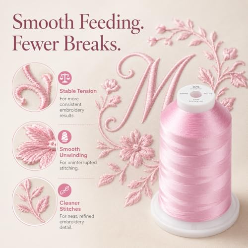 Simthread 5500Yds/5000M 40WT Polyester Embroidery Thread Salmon Pink 079 - color: Salmon Pink-079