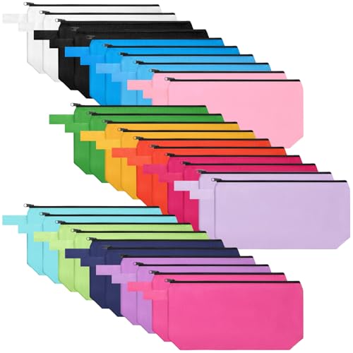 Saintrygo 30 Pcs Canvas Makeup Bags Bulk,7.5 X 5 X 1.8 Inch,Novel - color: Novel, size: 7.5 x 5 x 1.8 Inch