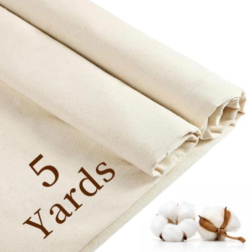 100% Muslin Fabric by Yard, 5 Yards x 63" Natural Cotton Fabric - color: Natural, size: 5 Yards