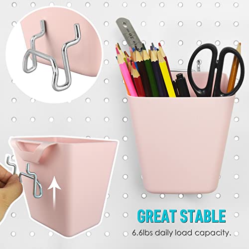 Large Pegboard Cups, 6Pack Peg Board Square Storage Bins With Hooks (Pink) - color: Pink