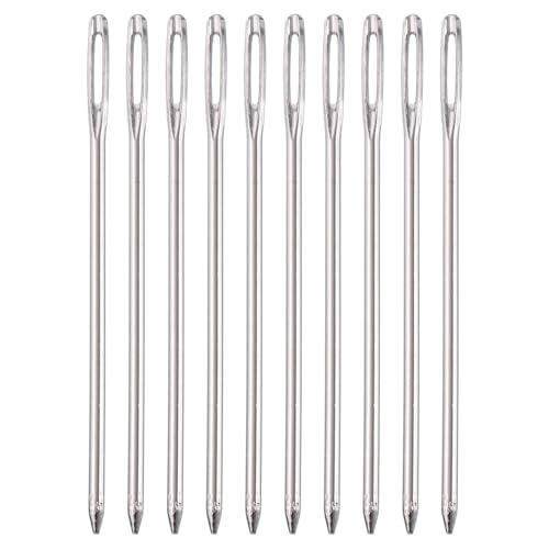 uxcell 100Pcs Large Eye Needles, 2.09" 1.6mm High Carbon Iron Embroidery Thread Needle Sewing Blunt Needle Knitting Needles for Hand Sewing Art Crafts, Silver - size: 1.6x53mm