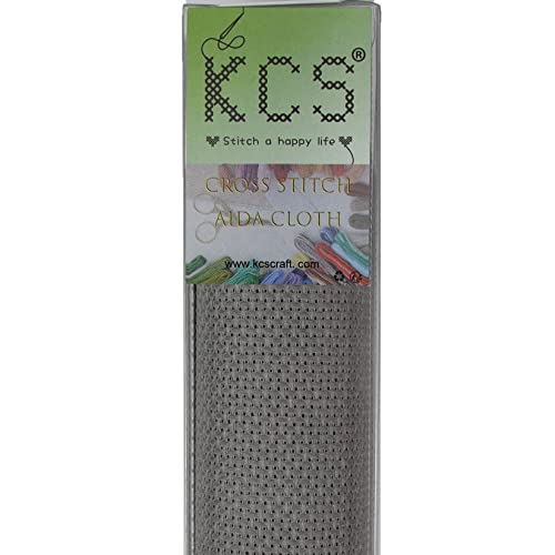 KCS 3 pc of 15" x 18" Counted Cross Stitch Cotton Aida Cloth Needlework Fabric (Medium Grey, 14CT) - color: Medium Grey, size: 14CT