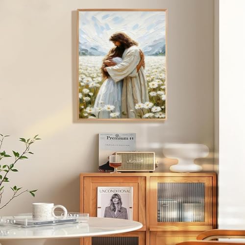 niurenmaoyi Stamped Cross Stitch Kits for Beginners,Counted Embroidery Craft Kits for Adults,Needlepoint Kits for Adults,Jesus Hugging Woman Christian Wall Art 11.8X15.8In - color: Cross Stitch Kits1215-03