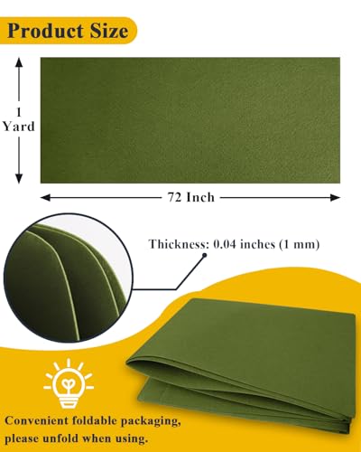 Olive Green Felt Fabric 72" x 36", Large Stiff Craft Felt Sheet by The Yard - color: Olive Green, size: 72" X 36" (1 Yard)