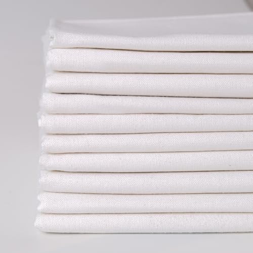 10 Pieces 18 x 21 Inches Cotton Fabric Precut Quilting Fabric Bundles Solid Colors Layer Cakes Quilt Material for DIY Craft Sewing Embroidery (White) - color: White