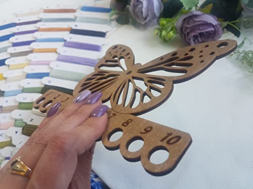 Thread Organizer Double Sided Wooden Mouline Holder Embroidery Storage Cross Stitch Accessories Sewing Floss Thread Keeper (FLZ-010) - color: FLZ-010