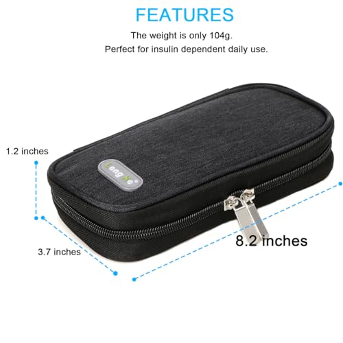 YOUSHARES Insulin Cooler Travel Case - Diabetic Case Insulated Organizer Portable Cooling Bag for Insulin Pen and Medication Diabetic Care Supplies with 2 TSA Approved Ice Pack (Black) - color: Black