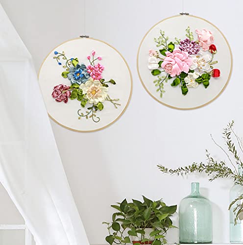 Gogobear Silk Ribbon Embroidery Spring Flower Blooming Kit DIY Wall Decor - color: 01