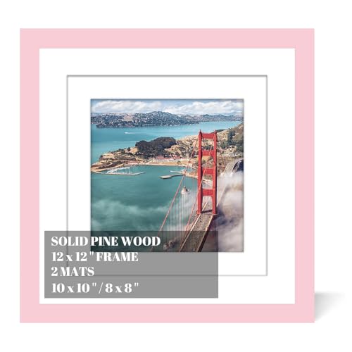 12x12 Wood Picture Frames for Wall Hanging or Tabletop,Diamond Painting Frame Baby Scan Picture Frames with 2 Mats Display 8x8 or 10x10 for Family Walls Decoration,Anniversary,Wedding,Christmas(Pink) - color: Pink, size: 12x12 inch