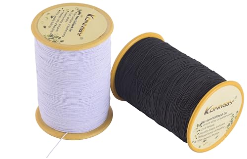 KONMAY 0.5mm Elastic Sewing Thread, 1100 Yards Black&White - color: Black&white