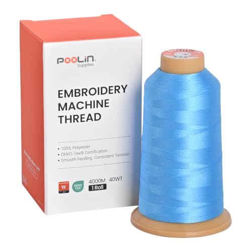 Poolin Polyester Machine Embroidery Thread 4000M 40WT Light Blue 0333 - color: Light Blue 0333