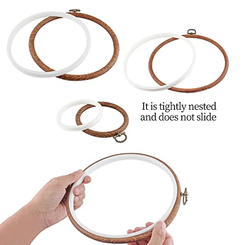 Piutouyar 3 Pcs 3 Sizes Embroidery Hoop Set, Imitated Wood Display Frame - style: 3 Pieces (4"+6.7"+8.4")
