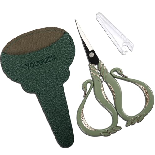 YOUGUOM Sharp Detail Scissors with Cover, Small Sewing Shears - color: Light Green